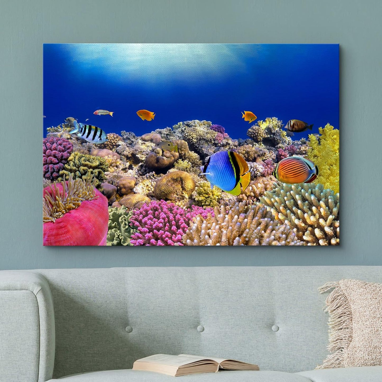 wall26 Canvas Print Wall Art Vibrant Coral Reef Anemone Fish Ecosystem Nature Animals Photography Realism Rustic Scenic Landscape Wilderness Earth Colorful for Living Room, Bedroom, Office - 16"x24"