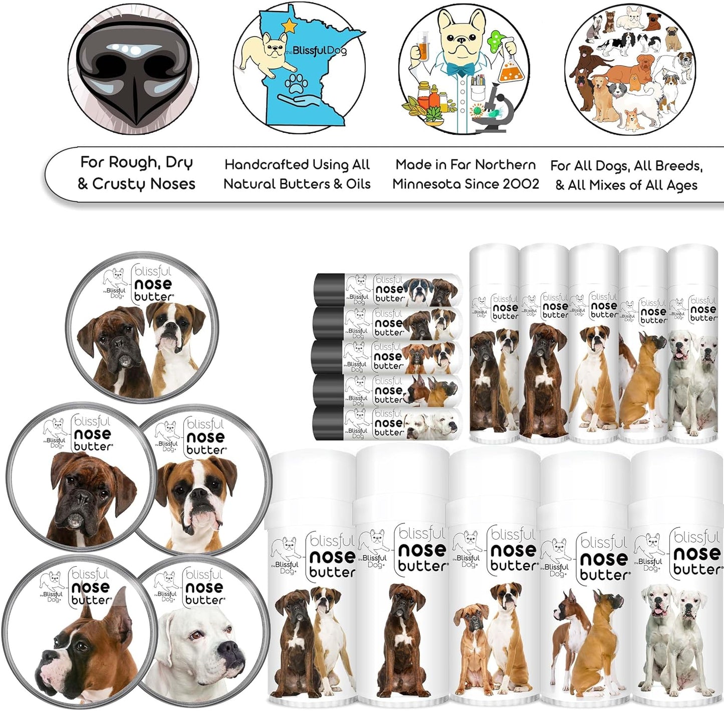 The Blissful Dog Boxer Duo Unscented Nose Butter, 4-Ounce