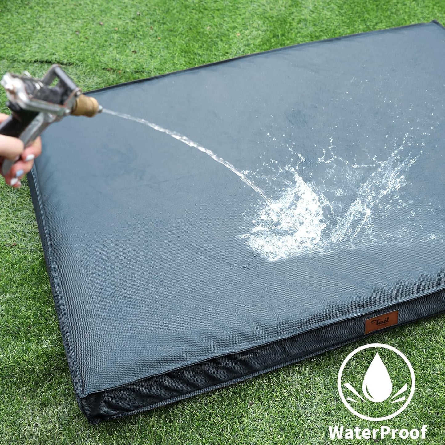 Outdoor Dog Bed for Small Dogs, Waterproof Dog Crate Bed for Small Dogs, Orthopedic Egg Crate Foam Puppy Beds with Washable and Removable Oxford Cover, Blue