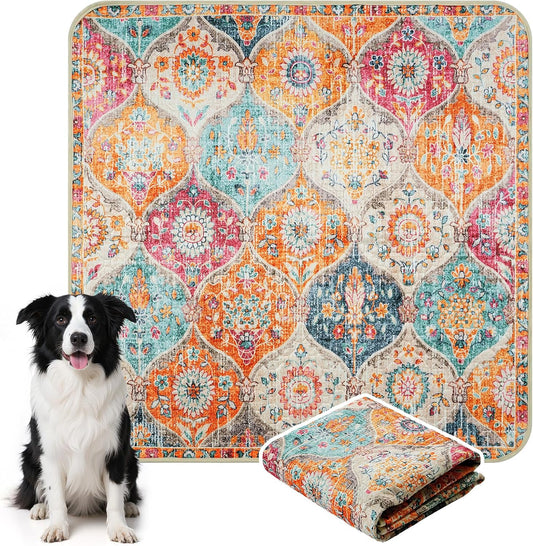 HAOCOO Washable and Reusable Pee Pads for Dogs,(1 Pack) 6Ft x 6Ft Super Absorbent Puppy Training Pads, Orange Waterproof Leak-Proof Whelping Pads Non-Slip Potty Pads for Pet Housebreaking