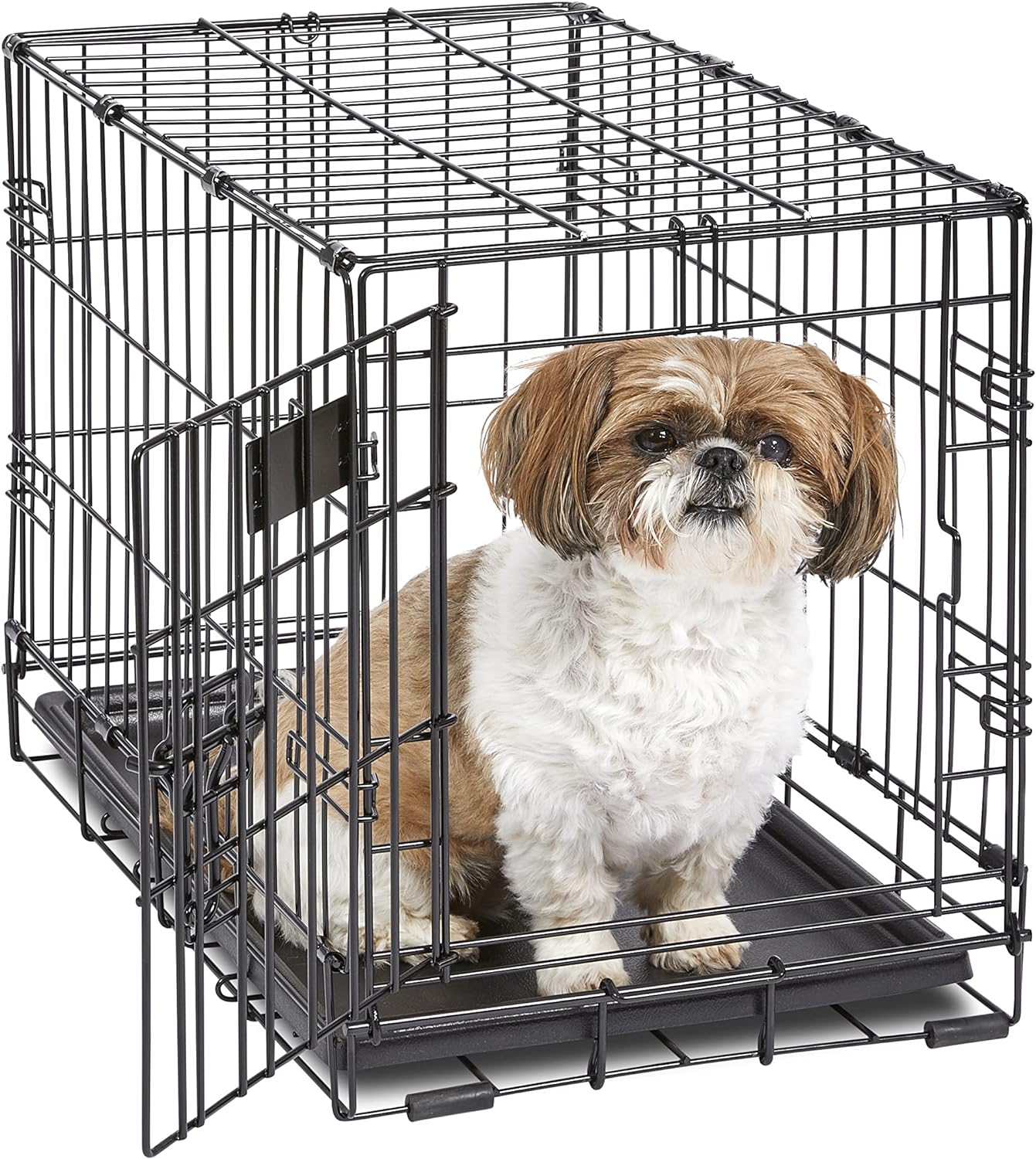 MidWest Homes for Pets 22-Inch iCrate Folding Dog Crate with Divider Panel, Leak-Proof Tray & Secure Latches – Metal Wire Kennel for XS Breeds – Portable, Durable & Easy to Assemble