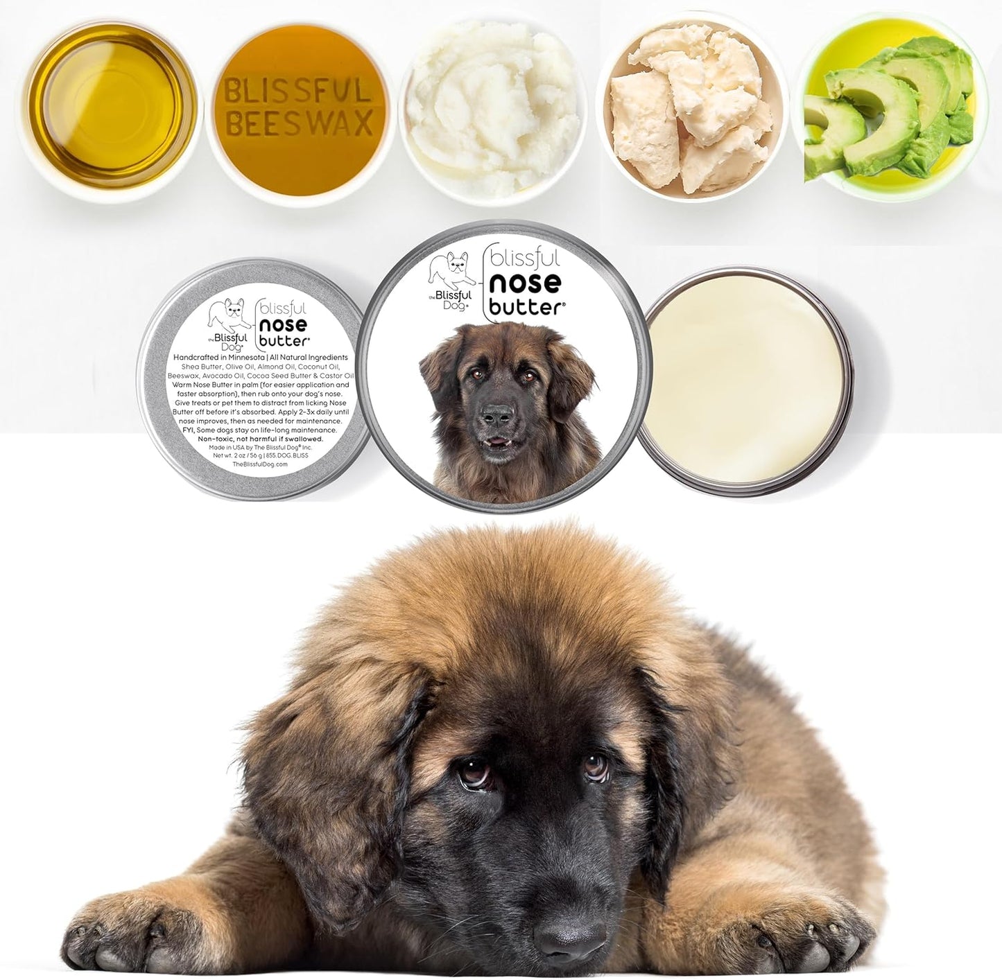 The Blissful Dog Leonberger Unscented Nose Butter - Dog Nose Butter, 4 Ounce
