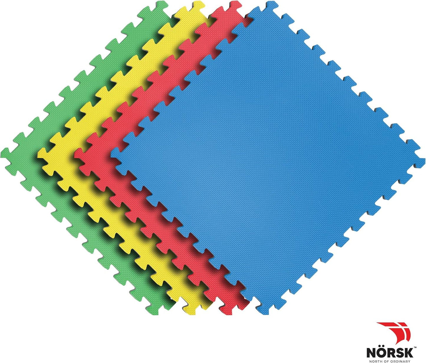 Norsk Reversible Kids Puzzle Play Mats 1/2" Thick EVA Interlocking Foam Tiles (Multicolor/Black 32 Tiles - 128 sq. Ft. 1/2" Thick)