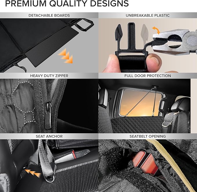 SHARLOVY XL Truck Back Seat Extender for Dogs, Large Hard Bottom Dog Car Seat Cover for Back Seat, Heavy Duty Dog Car Hammock, Waterproof Pet Seat Covers for Trucks, F150, Ram1500 and Large SUV