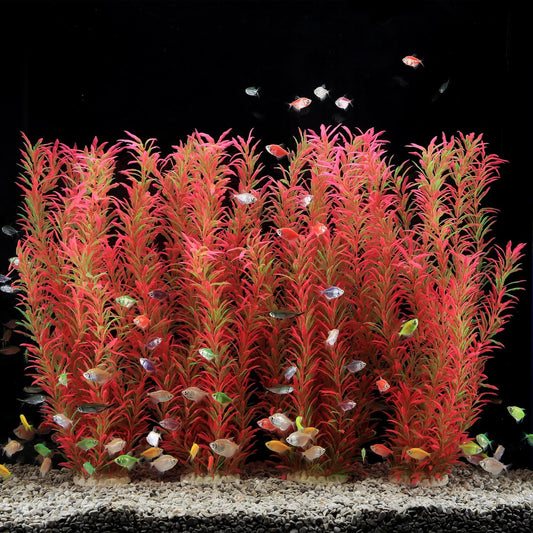JIHAQUA 2 Pack Aquarium Decor Plastic Plants Extra Large 21 Inches Tall Fish Tank Decorations (Pink 4pcs)