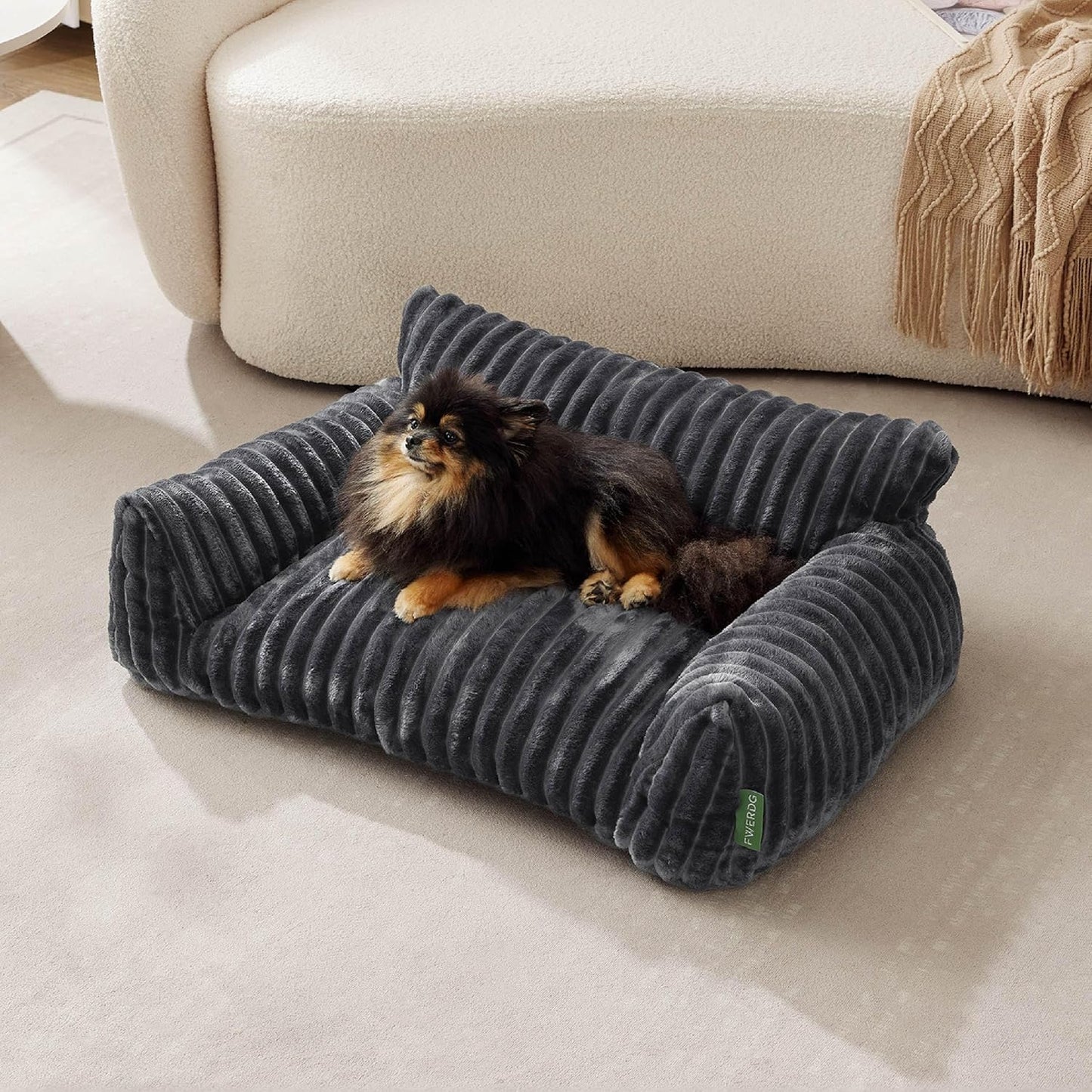 Cute Couch Bed for Pets, Supportive Cat Sofa for Indoor Cats, Medium Dog Sofa Bed for Medium Dogs, Grey, 30 inches