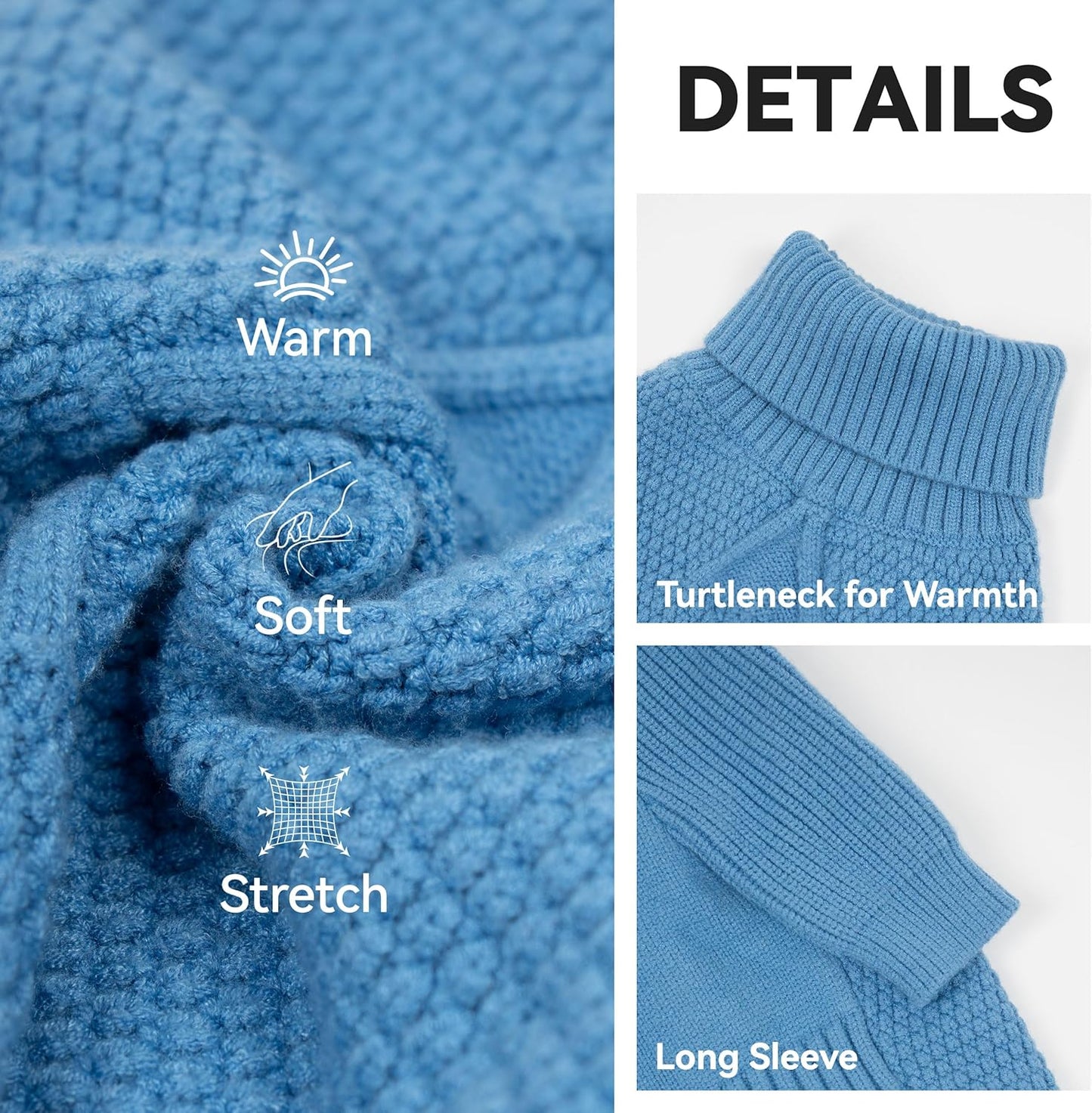 cyeollo 4XL Dog Sweater, Stretchable & Cozy Warm Dog Sweaters for Large Dogs Boy, Pullover Knit Fall Winter Sweatshirt Big Dogs Clothes, Doberman Great Dane Apparel, Blue XXXXL