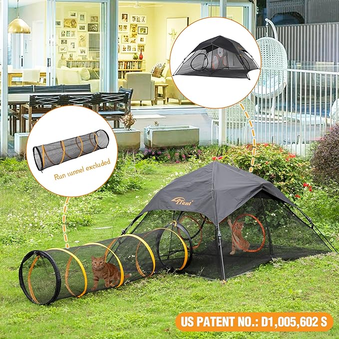 Outdoor Cat Play Tent for Indoors and Outdoors (X- Large Portable Pet House, Outdoor Cat Enclosure for Cats, Rabbits and Small Animals Easy to Connect with Run Tunnels, Cubes (Patented)