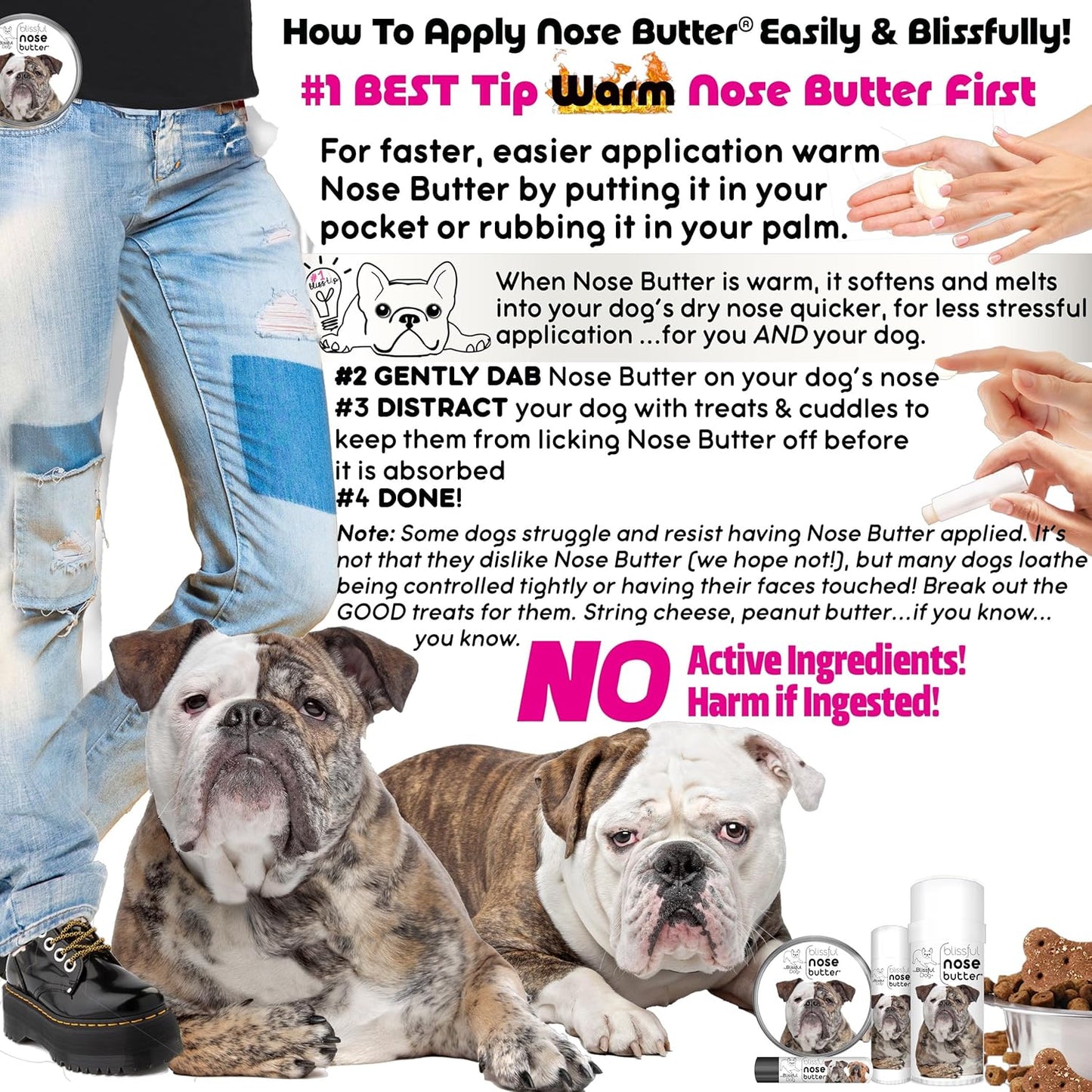 The Blissful Dog Olde English Bulldogge Unscented Nose Butter - Dog Nose Butter, 8 Ounce