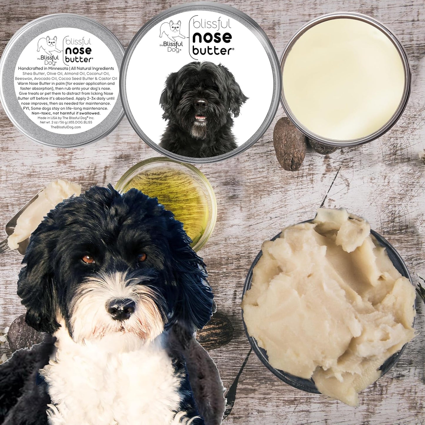 The Blissful Dog Portuguese Water Dog Unscented Nose Butter - Dog Nose Butter, 2 Ounce