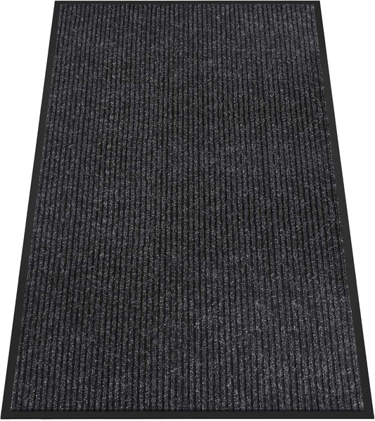 Indoor Outdoor Door Mat, 8' x 4' Doormat for Entryway, Rubber Backing Non Slip Front Door Mat Outside Entrance, Super Absorbent Commercial Floor Mat for Home Office, Black
