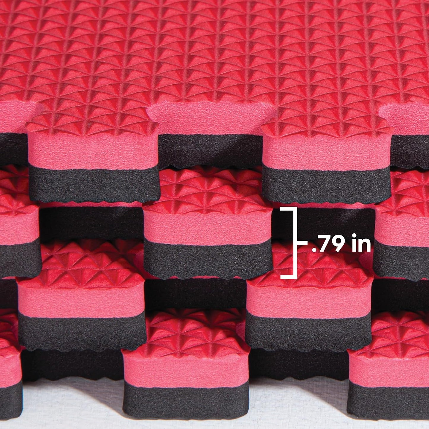 Norsk Reversible Gym Exercise Mats 3/4" Thick EVA Interlocking Foam Tiles, Perfect Home Gym Flooring, 36 Tiles & 72 Trim Pieces, 144 Sq. Ft. Reversible, Red/Black