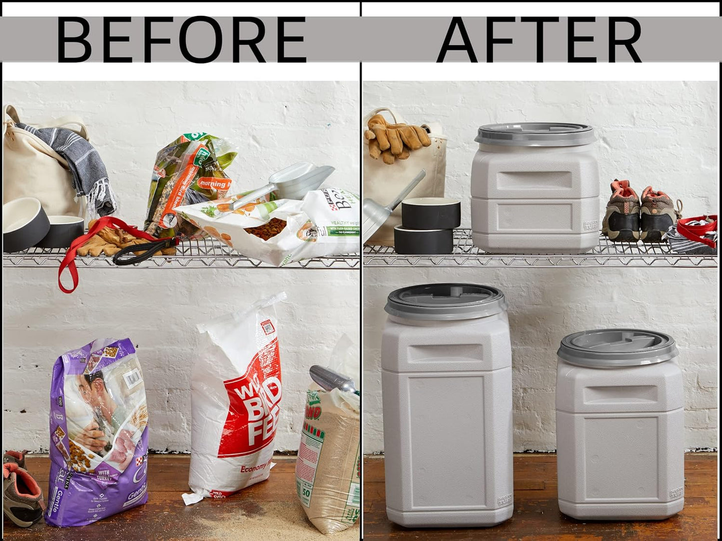 Mighty Tuff Airtight Dog Food Storage Container – 10 Gal, up to 40 lb Capacity – Cat and Dog Food Container with Twist Lid & Handles – BPA-Free, Made in USA