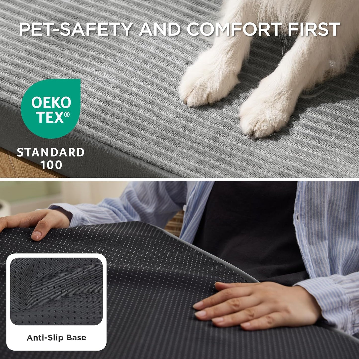 Bedsure Dog Beds Large Sized Dog- Orthopedic Pet Beds with Removable Machine Washable Cover, Egg Crate Foam Puppy Pad, Suitable for Pet Up to 50 lbs, 35"x22"