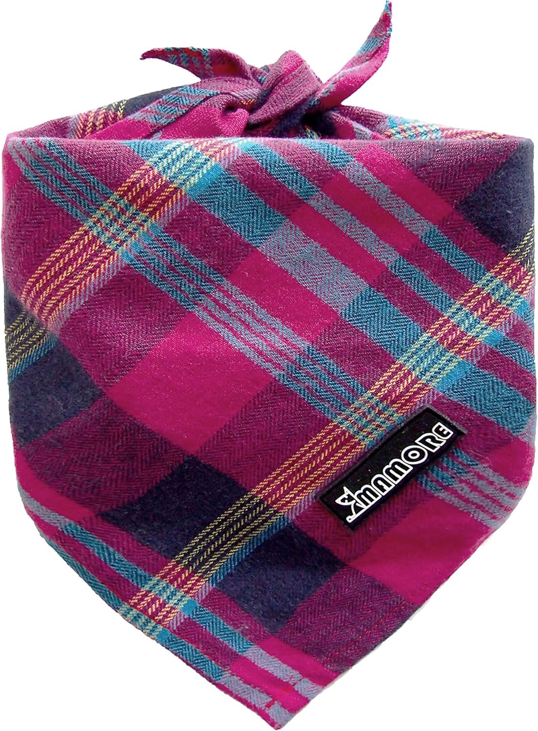 Adjustable Plaid Dog Bandanas,1PC Soft Washable Cotton Triangle Bib Kerchief Scarfs for Small Medium Large Dogs and Cats (Fuchsia&Blue, Large)
