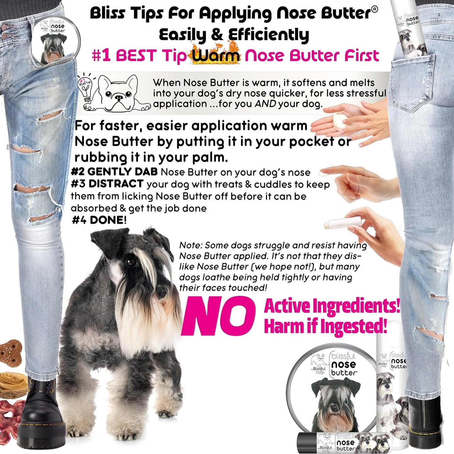 The Blissful Dog Schnauzer Unscented Nose Butter - Dog Nose Butter, 0.50 Ounce
