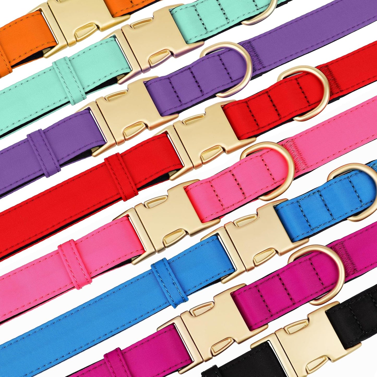 Didog Soft Padded Dog Collars for Medium Dogs, Colorful and Durable Dog Collar with Quick Release Buckle, Light and Breathable for Daily Walking, Blue, M