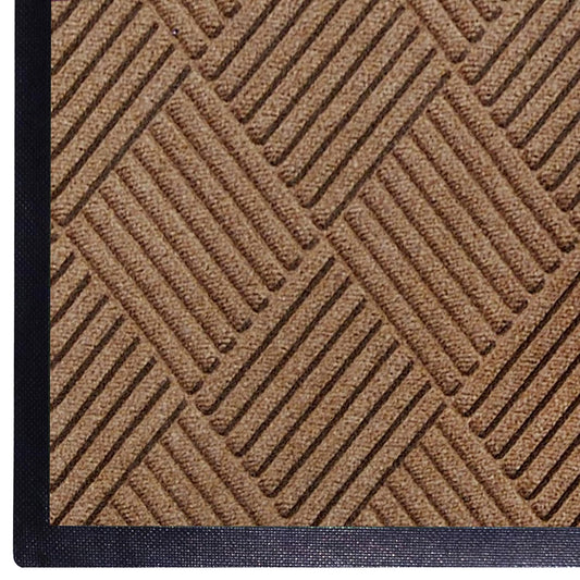 WaterHog Diamond | Commercial-Grade Entrance Mat with Rubber Border – Indoor/Outdoor, Quick Drying, Stain Resistant Door Mat (Medium Brown, 3' x 6')