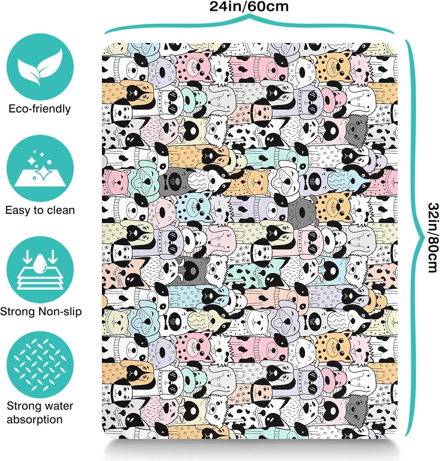 Pet Feeding Mat for Floors Waterproof Dog Mat for Food and Water Absorbent Quick Dry Non Slip mat for Cat Bowls