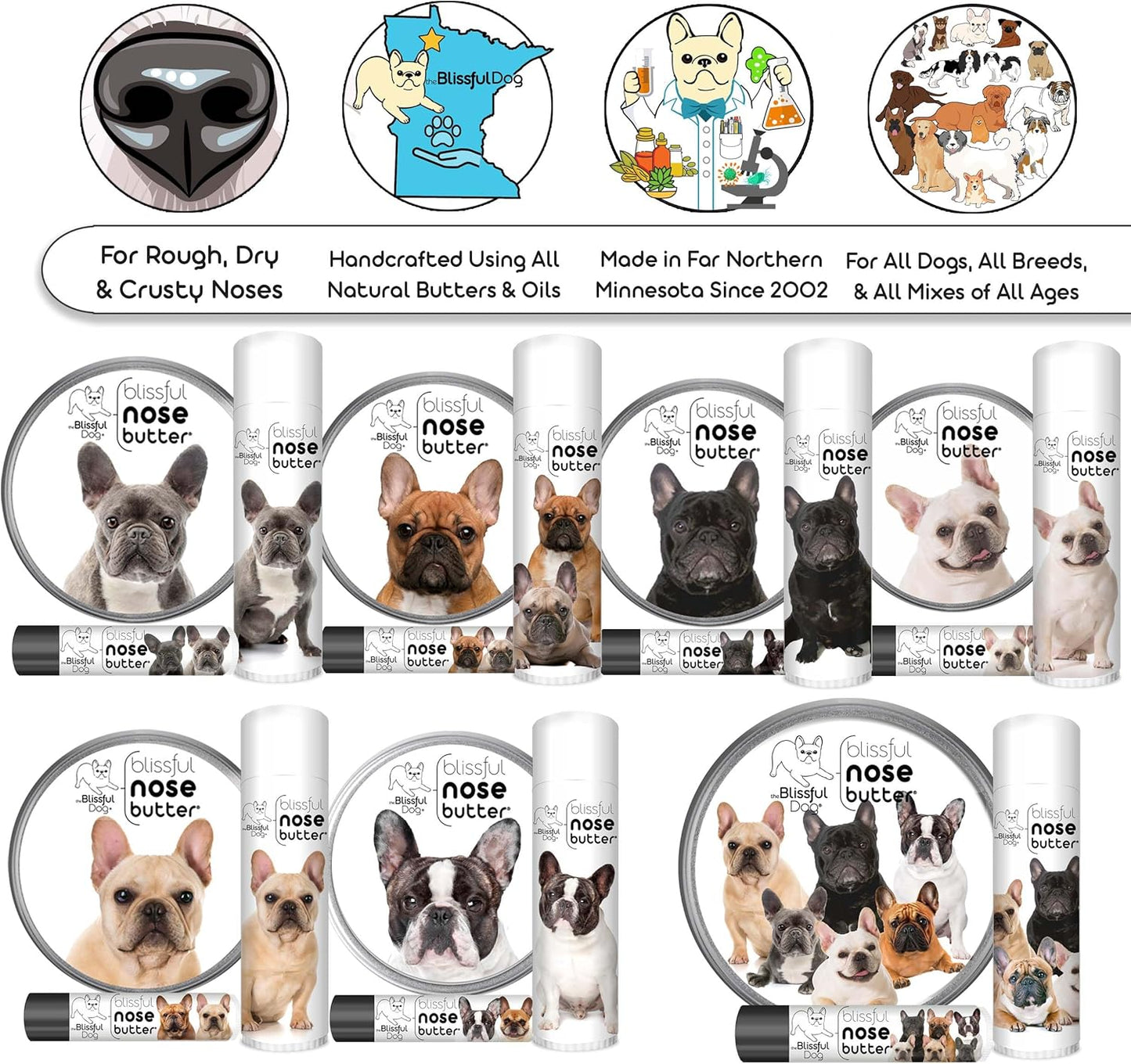 The Blissful Dog Fawn French Nose Butter, Versatile Dog Nose Balm for Dry Nose, Handcrafted Nose Moisturizer, Easy-to-Apply Dog Essentials, Unscented, 1 oz.