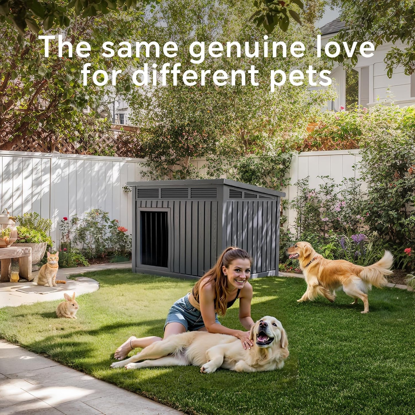 Dog House Indoor Outdoor,Resin Waterproof Puppy Shelter with Air Vents and Elevated Floor,Air Rod on Top to Open,Dog Kennel for Small to Medium Dogs(Black,32.2 * 25.12 * 24.13)